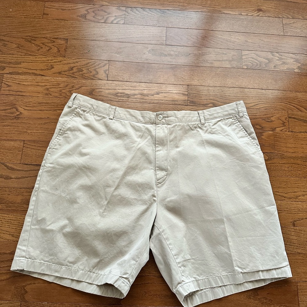 Nautica Men's Light Cream Flat Front Chino Shorts Big & Tall 52W